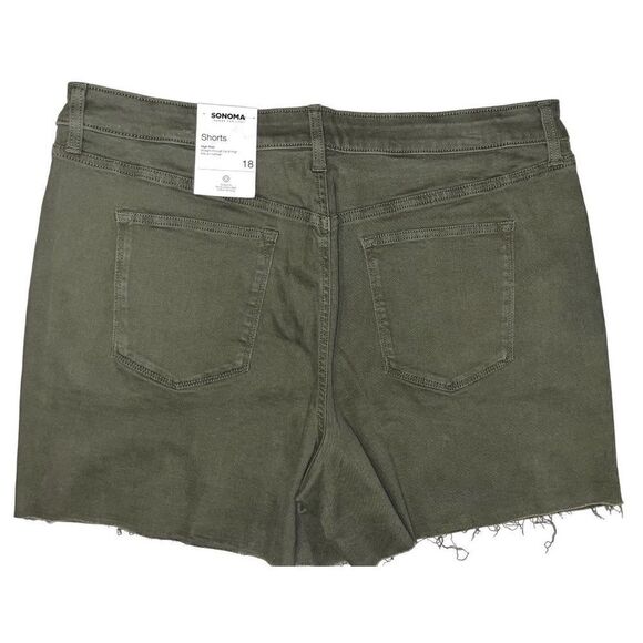 SONOMA Denim Shorts Olive Green cut offs raw hem Size 18 - New NWT - Picture 2 of 4